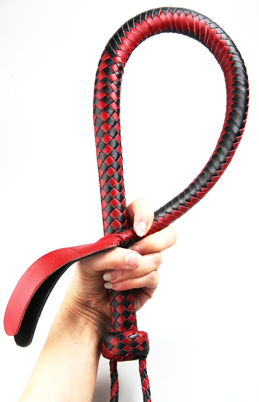Kantschu - Single Tail Whip - mit Klatsche 90cm - rot-schwarz